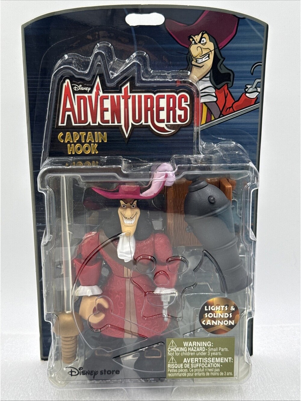 Disney Store 6” Captain Hook Adventurers Action Figure Lights Sounds Cannon 1999